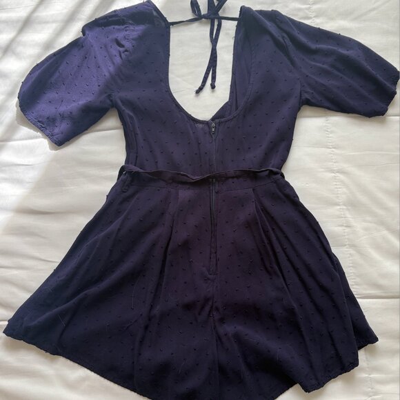 Navy Wrap-Style Romper - Picture 2 of 4